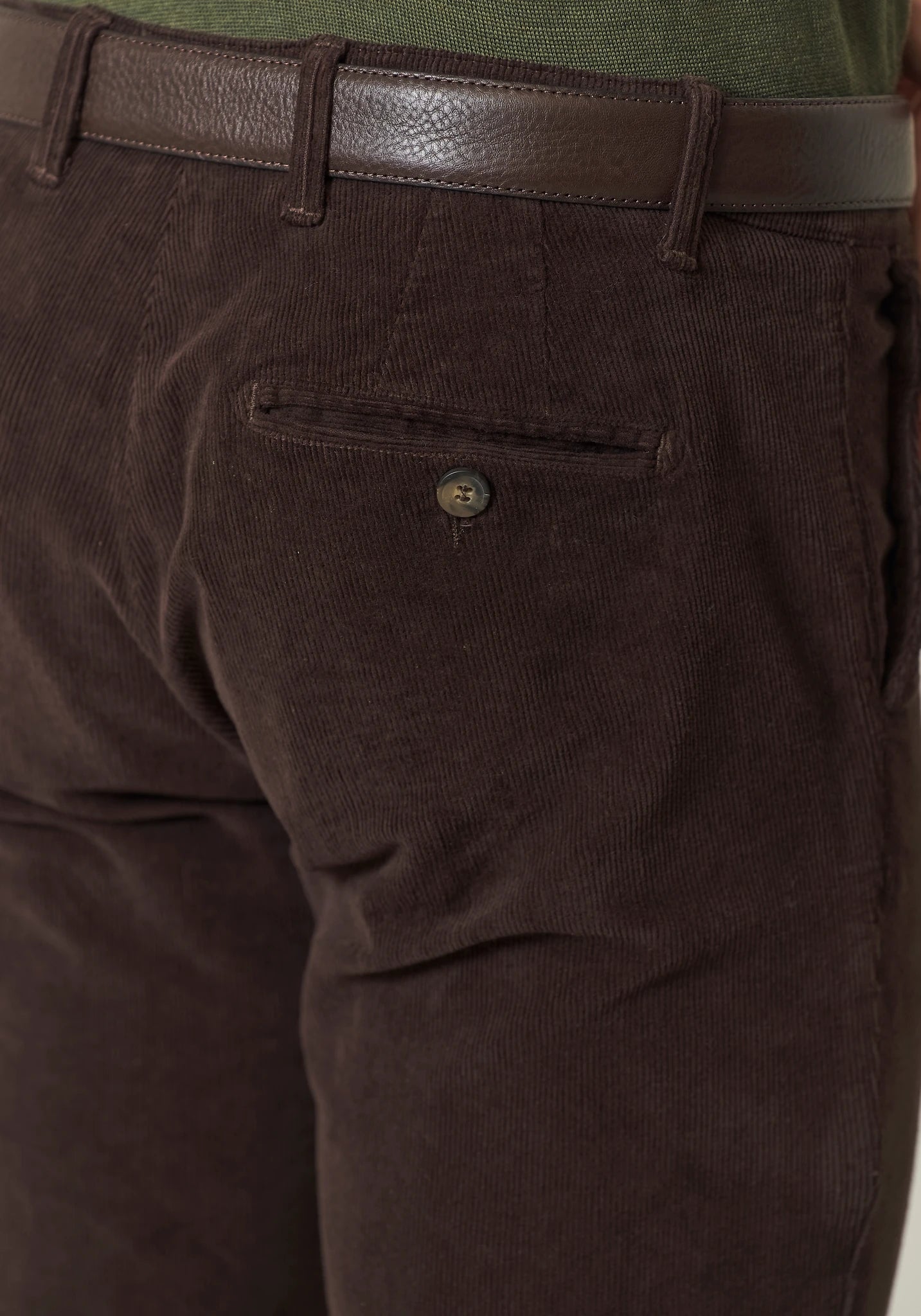 Pantalone marrone velluto cotone stretch slim fit