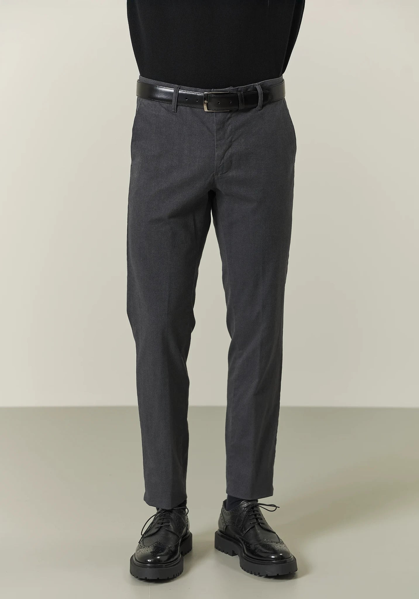 Pantalone grigio resca cotone stretch slim fit-Angelico