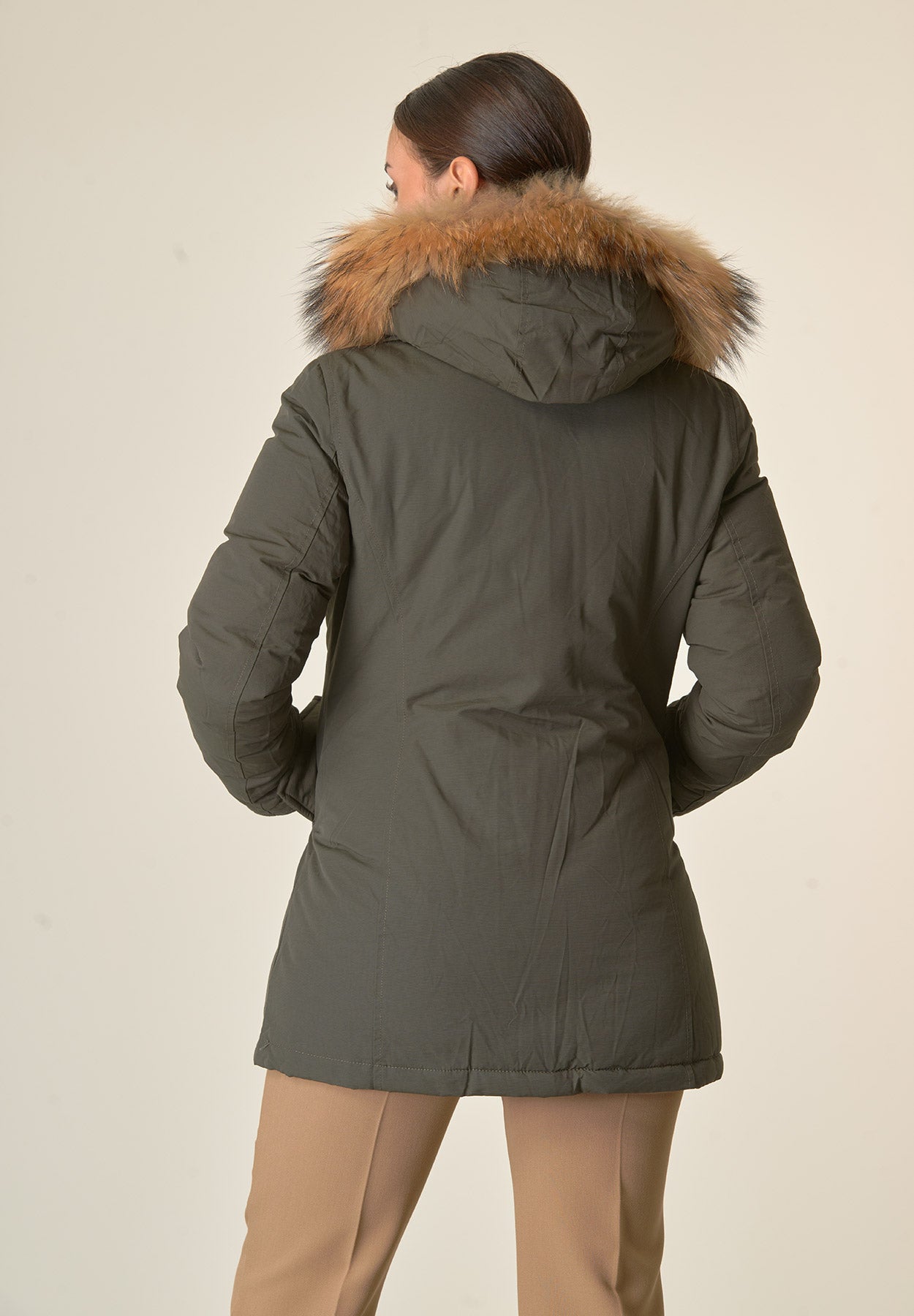 Parka verde con finta pelliccia staccabile-Angelico