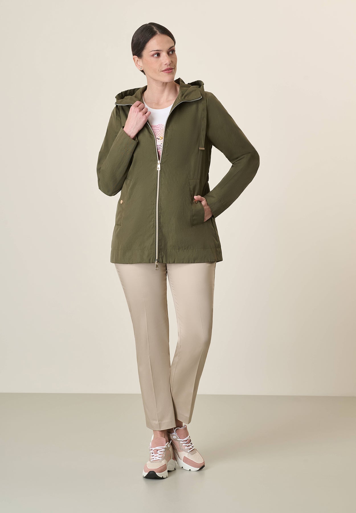 Parka verde misto cotone cappuccio