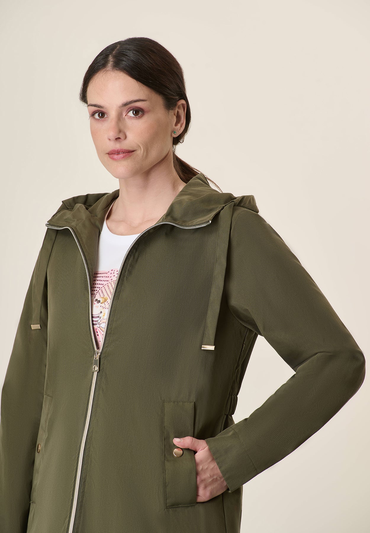 Parka verde misto cotone cappuccio