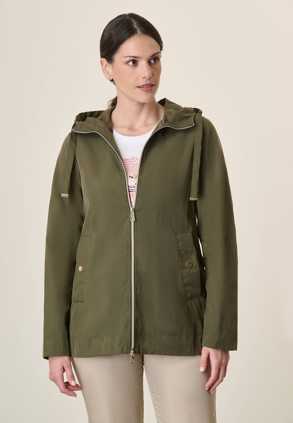 Parka verde misto cotone cappuccio