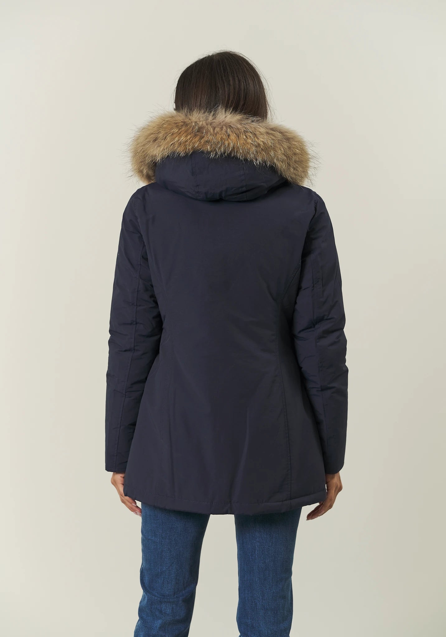 Parka blu con pelliccia staccabile