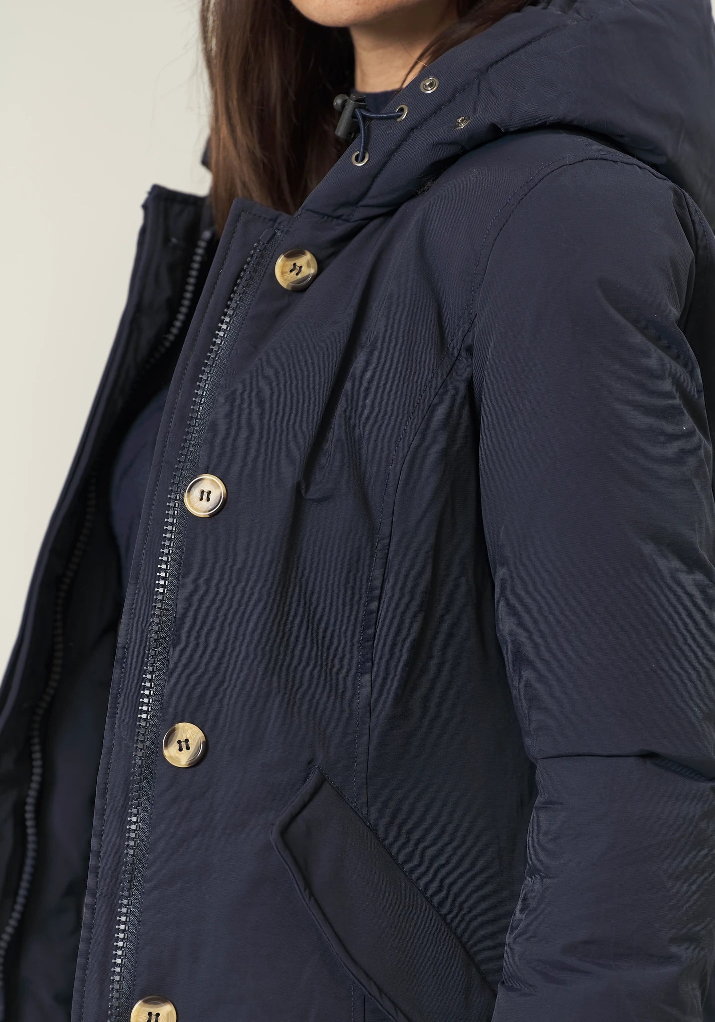 Parka blu con pelliccia staccabile