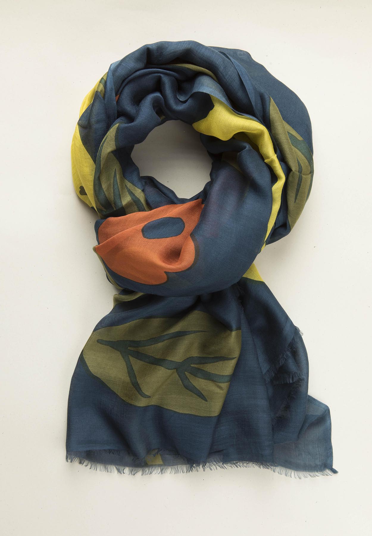 Pashmina blu scuro fantasia modal seta
