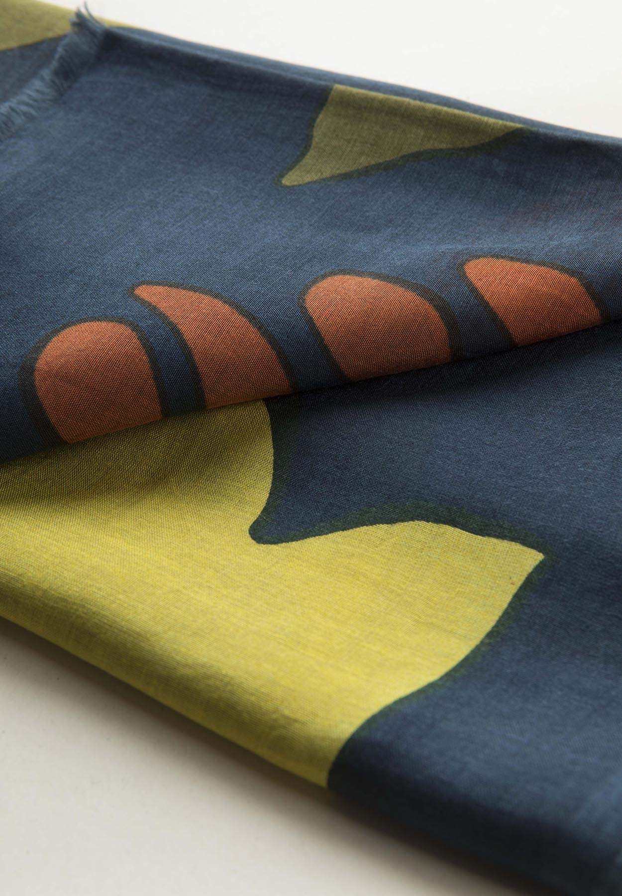 Pashmina blu scuro fantasia modal seta