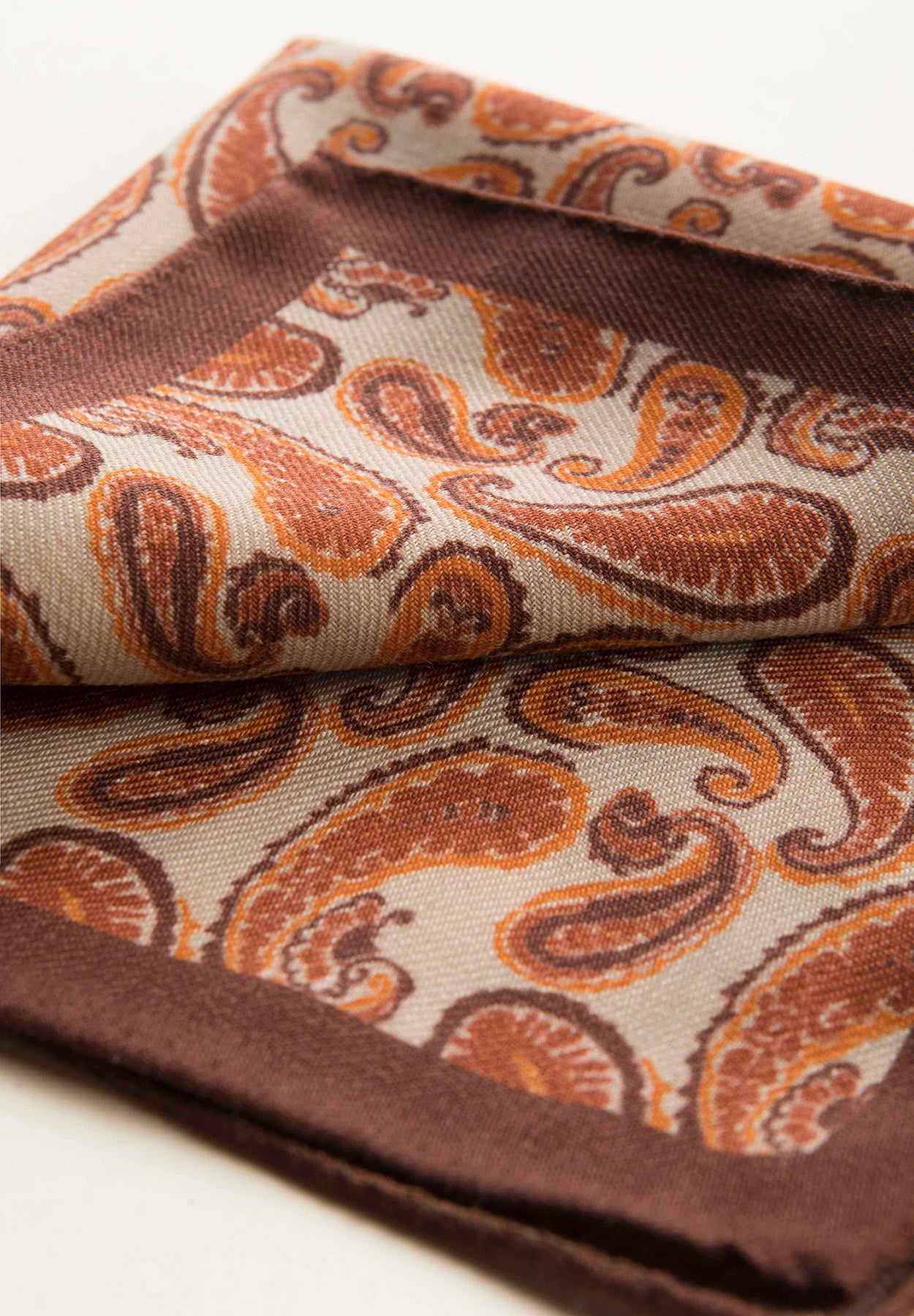 Pochette beige arancione fantasia cashmere lana-Angelico