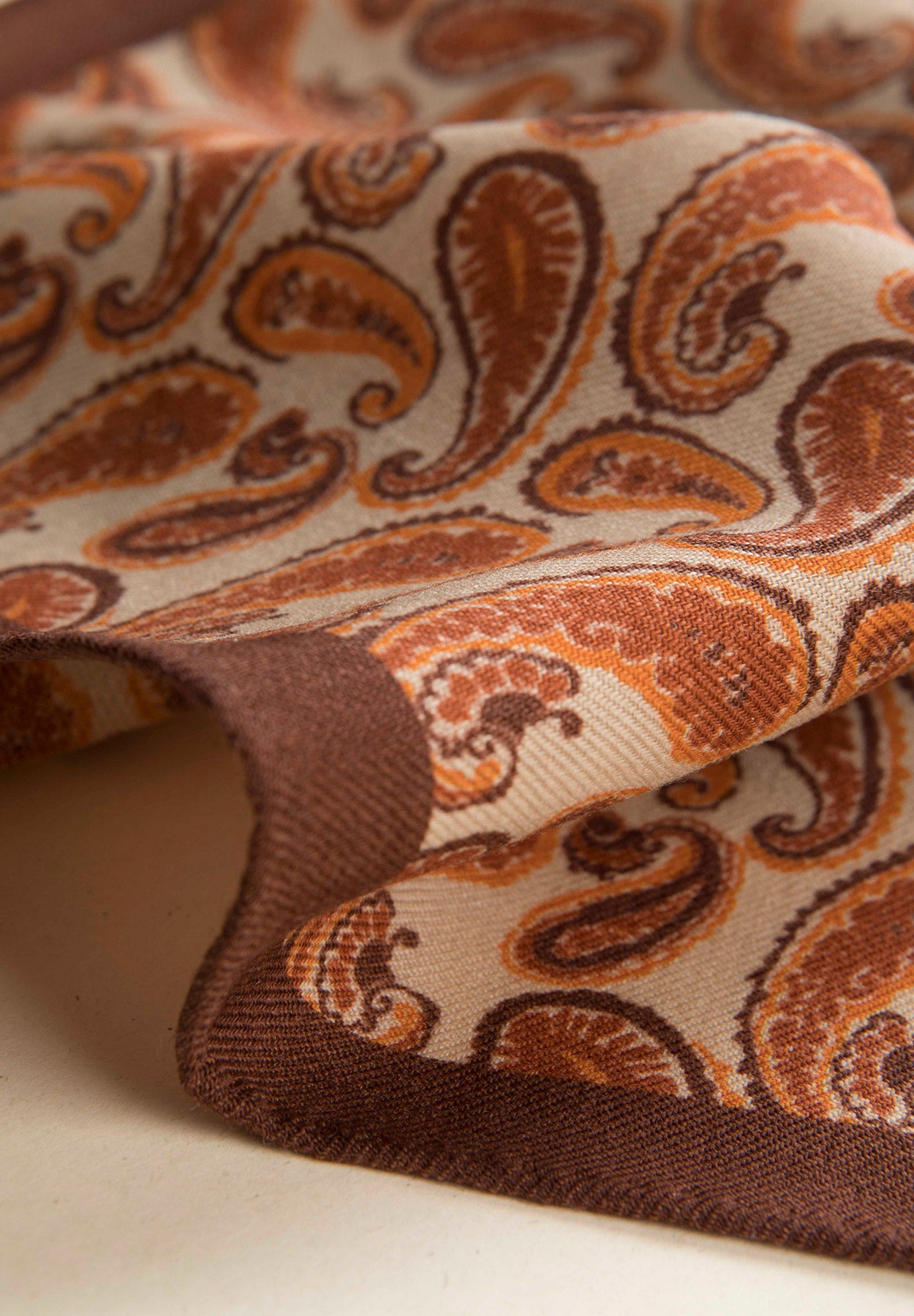 Pochette beige arancione fantasia cashmere lana-Angelico