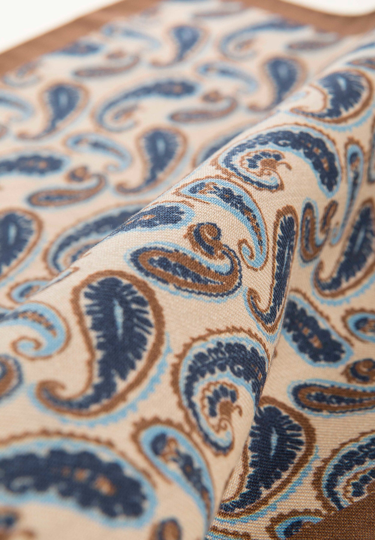 Pochette beige blu fantasia cashmere lana-Angelico