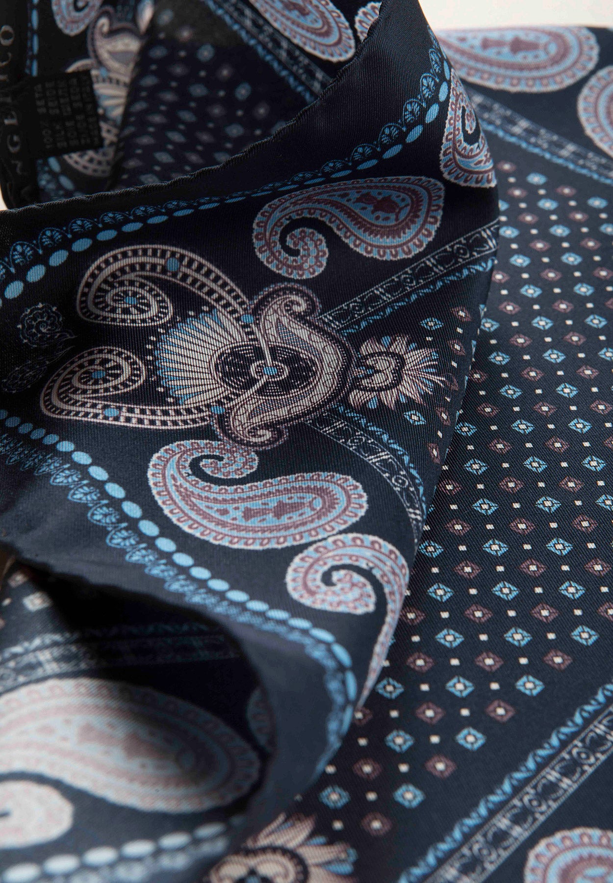 Pochette blu azzurra fantasia cashmere seta-Angelico