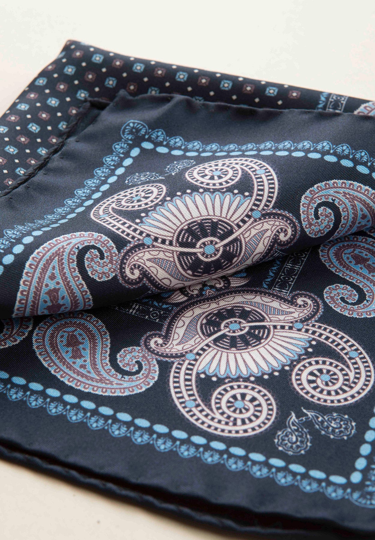Pochette blu azzurra fantasia cashmere seta-Angelico
