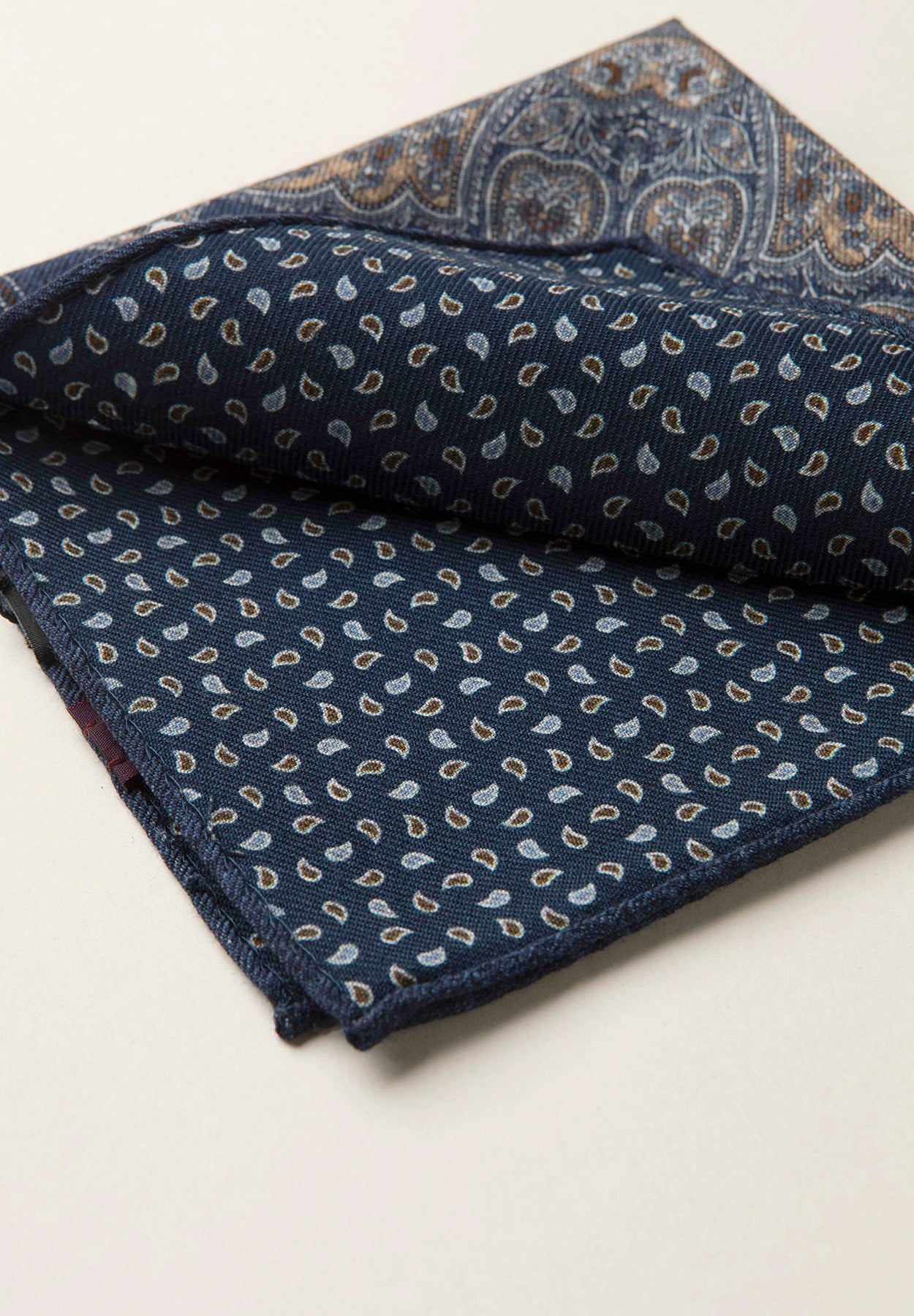 Pochette blu navy fronte retro lana-Angelico