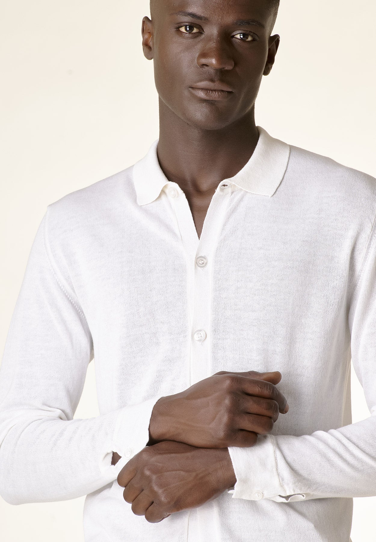 Polo camicia bianca cotone crepe-Angelico