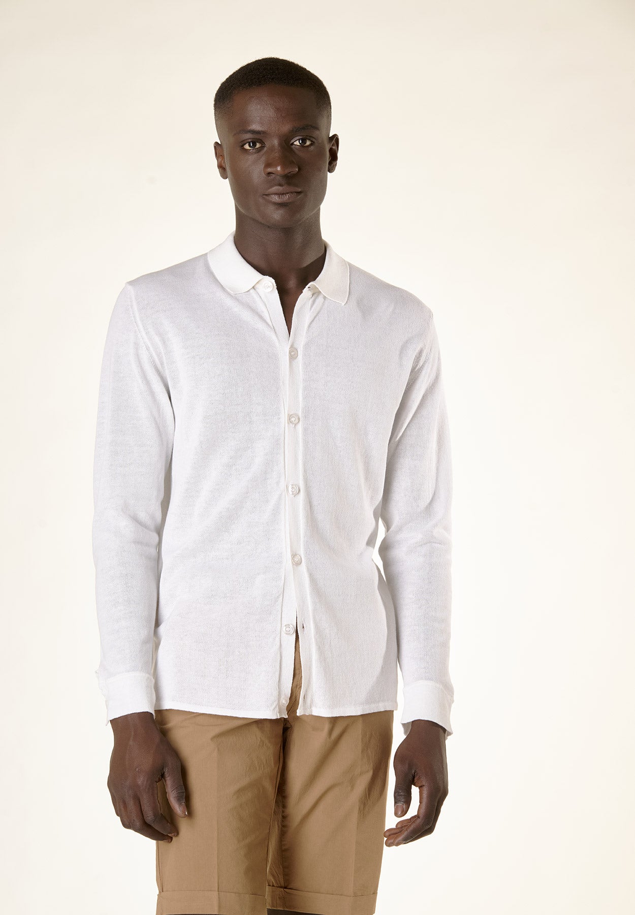Polo camicia bianca cotone crepe-Angelico