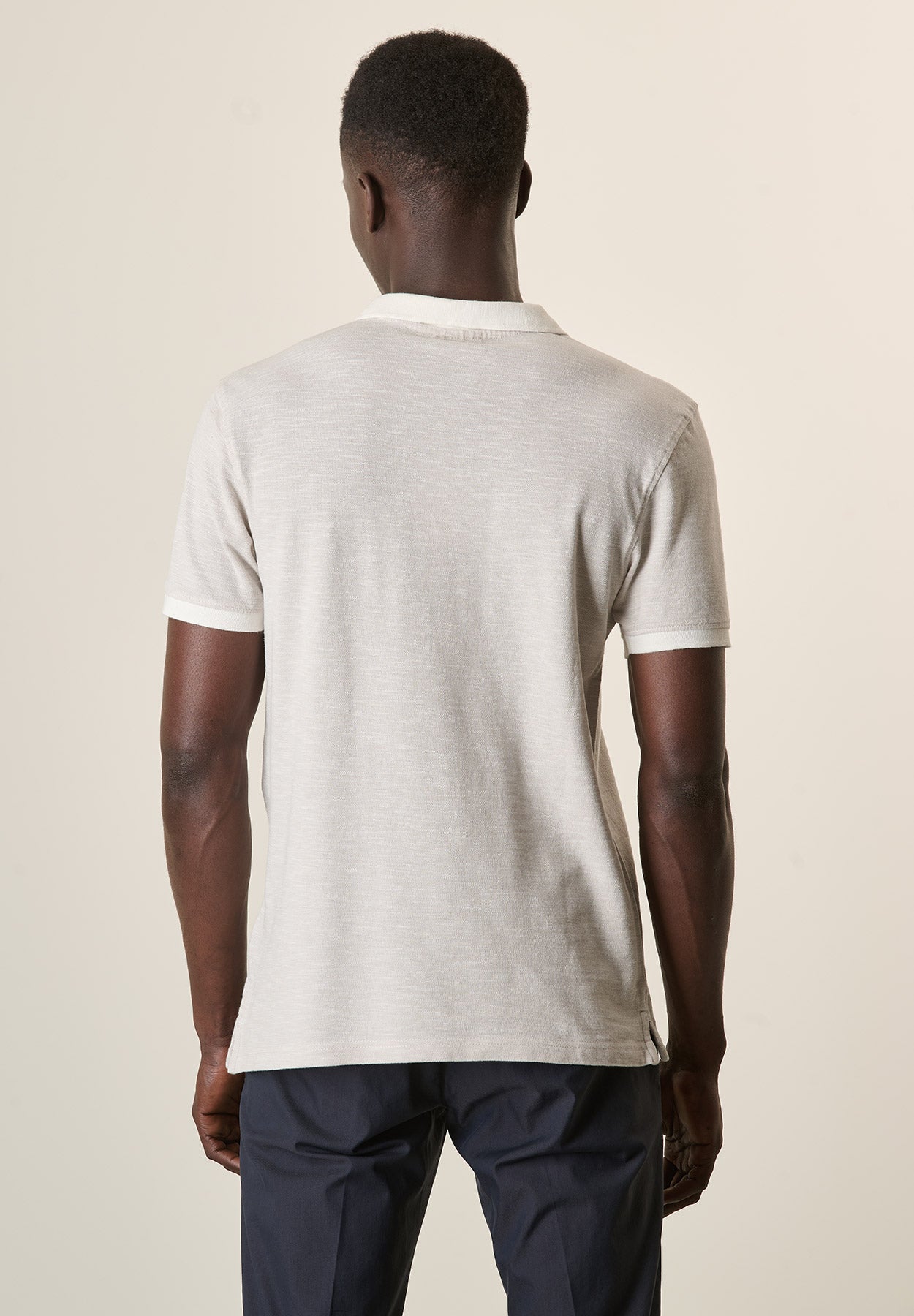 Polo azzurro cotone slub derby