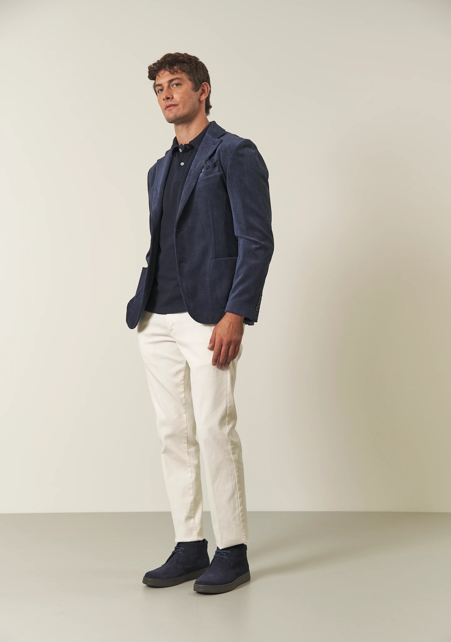Polo piquet blu caldo cotone