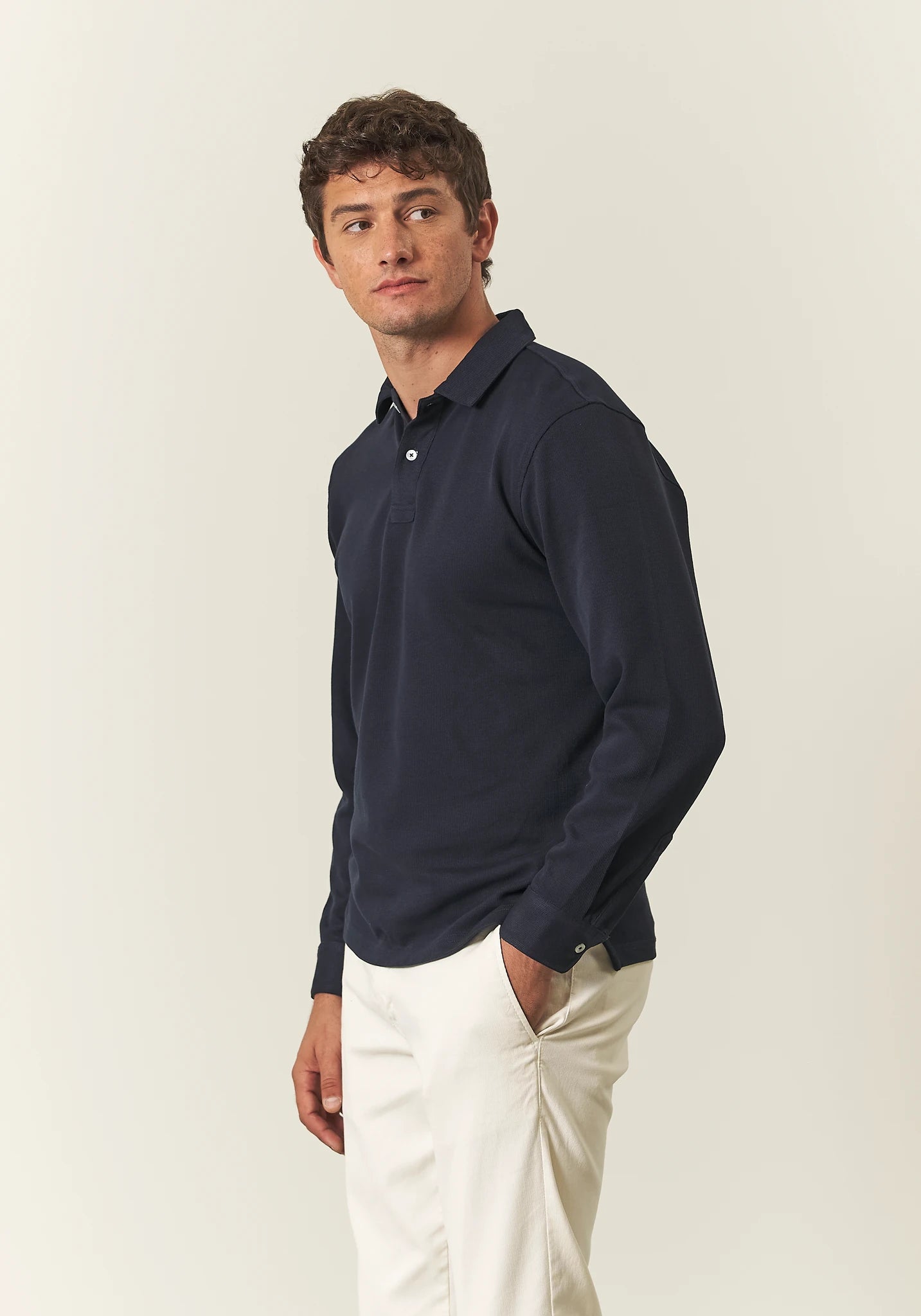 Polo piquet blu caldo cotone
