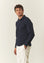 Polo piquet blu caldo cotone-Angelico