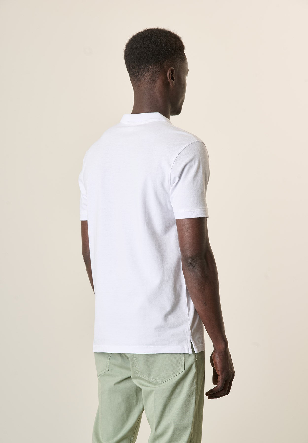 Polo bianco cotone piquet derby