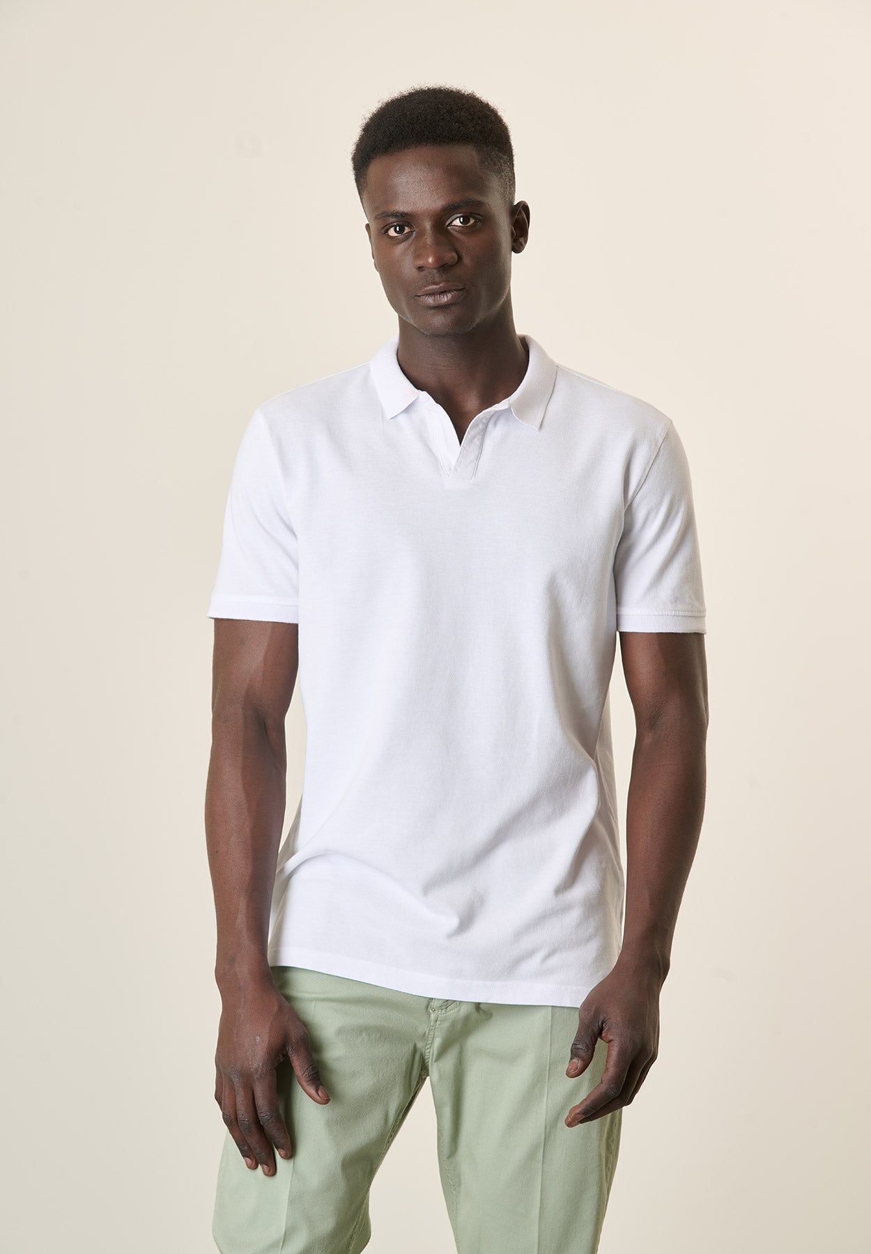 Polo bianco cotone piquet derby