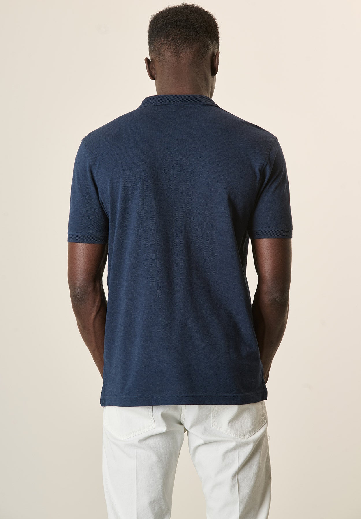 Polo blu cotone slub