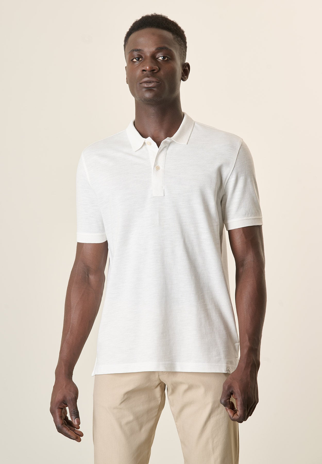 Polo ecrù cotone slub