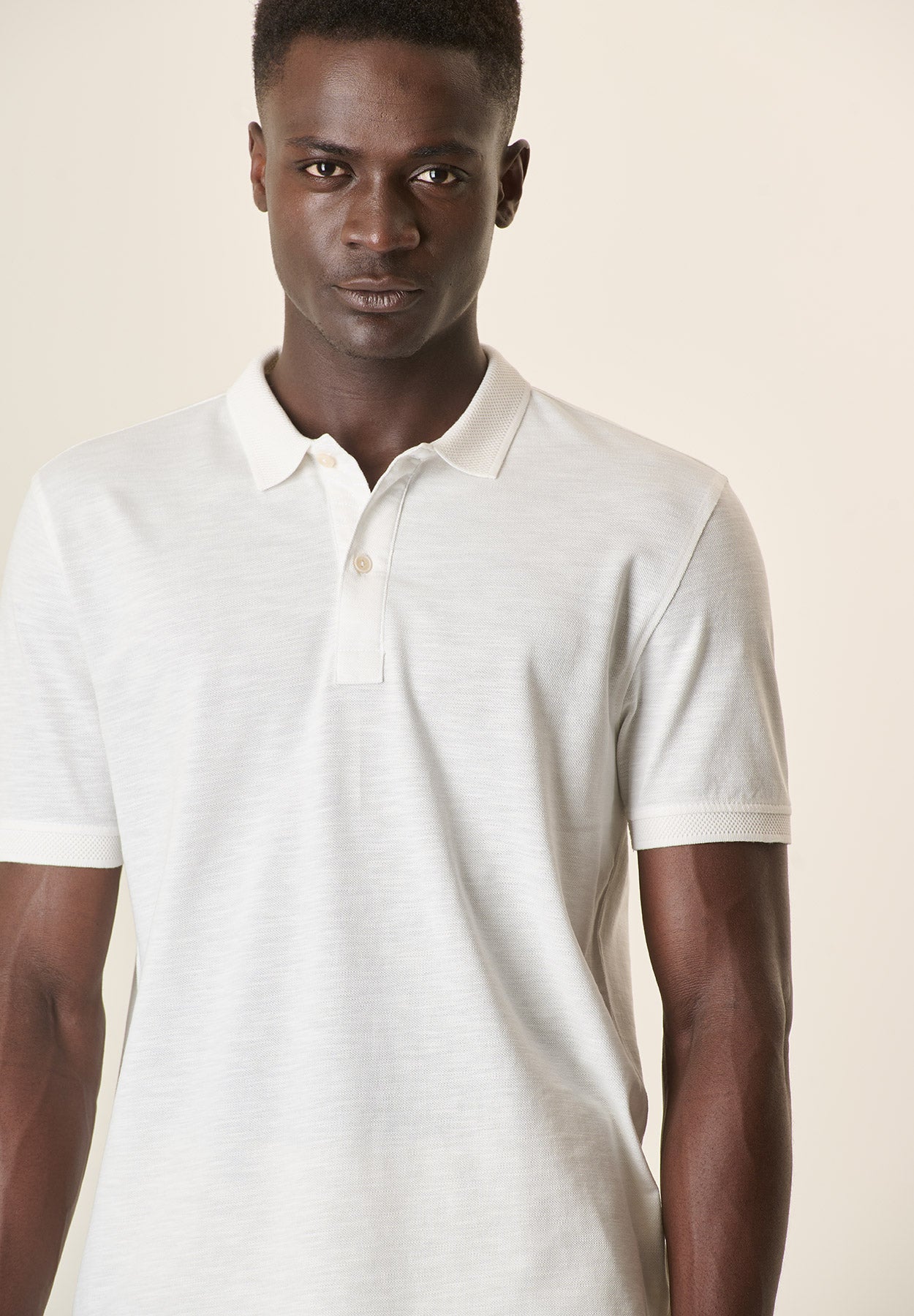 Polo ecrù cotone slub