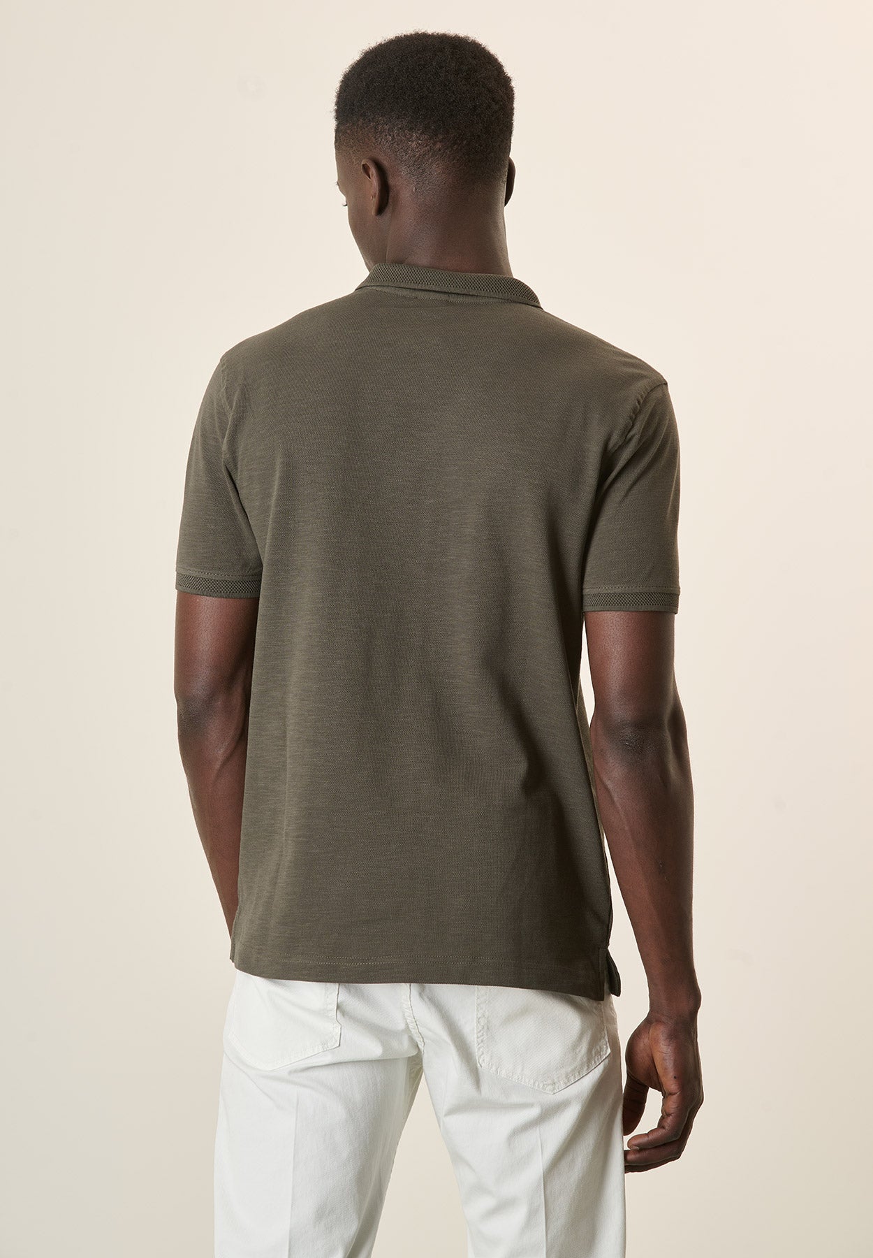 Polo verde cotone slub