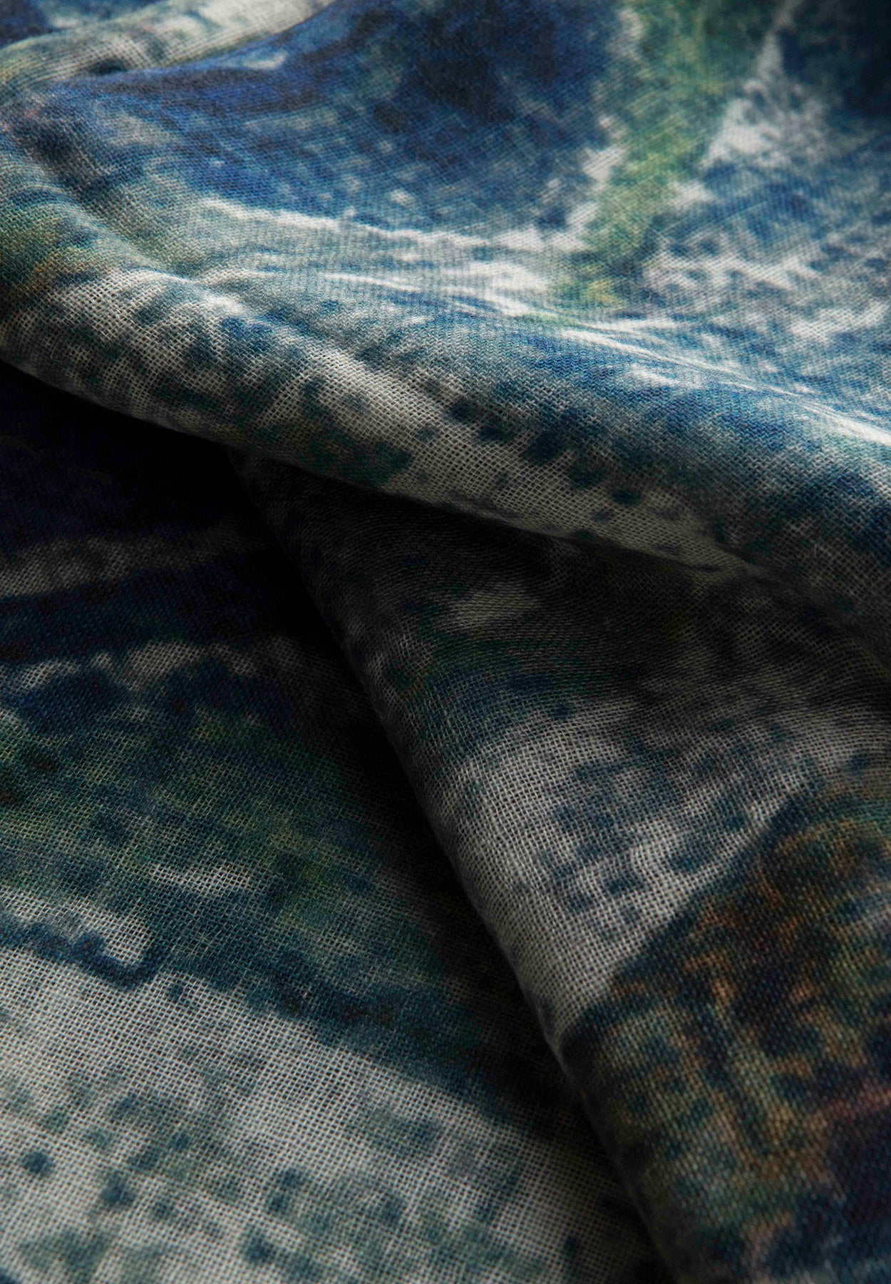 Blue green stole abstract pattern wool fringes Angelico 2