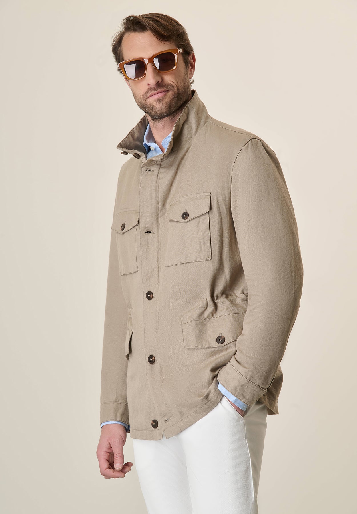 Beige Saharan jacket linen cotton