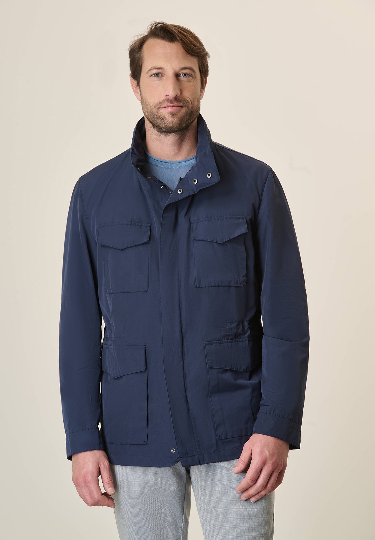 Technical blue safari jacket