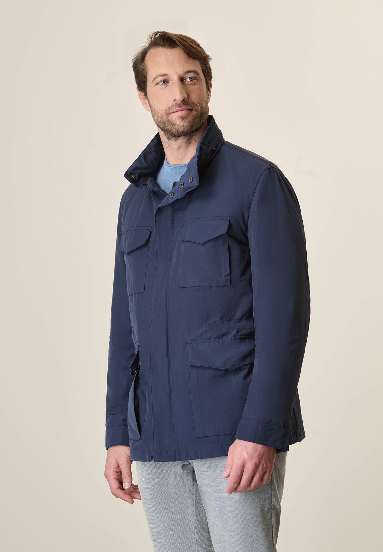 Technical blue safari jacket