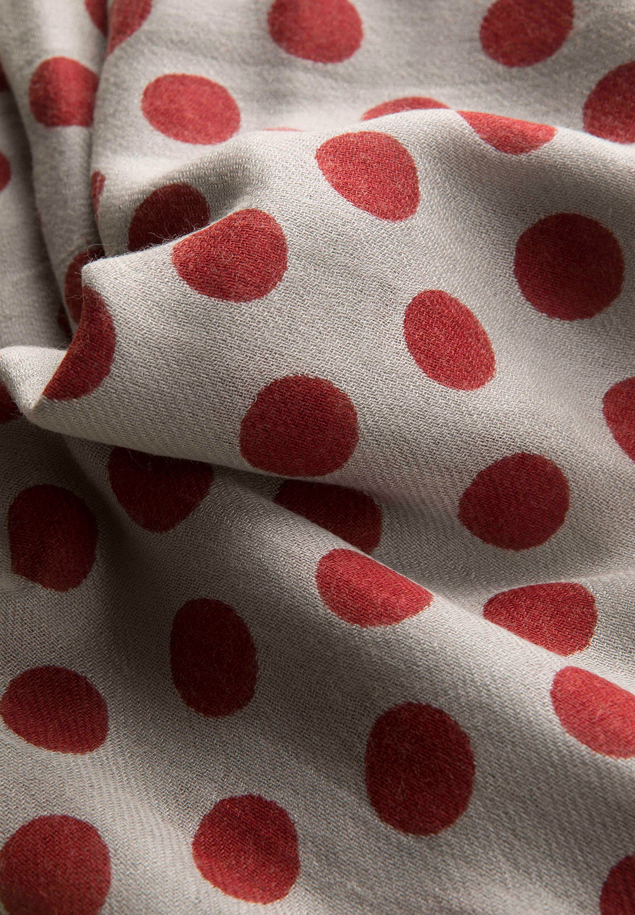 Sciarpa grigia pois rosso misto lana frange-Angelico