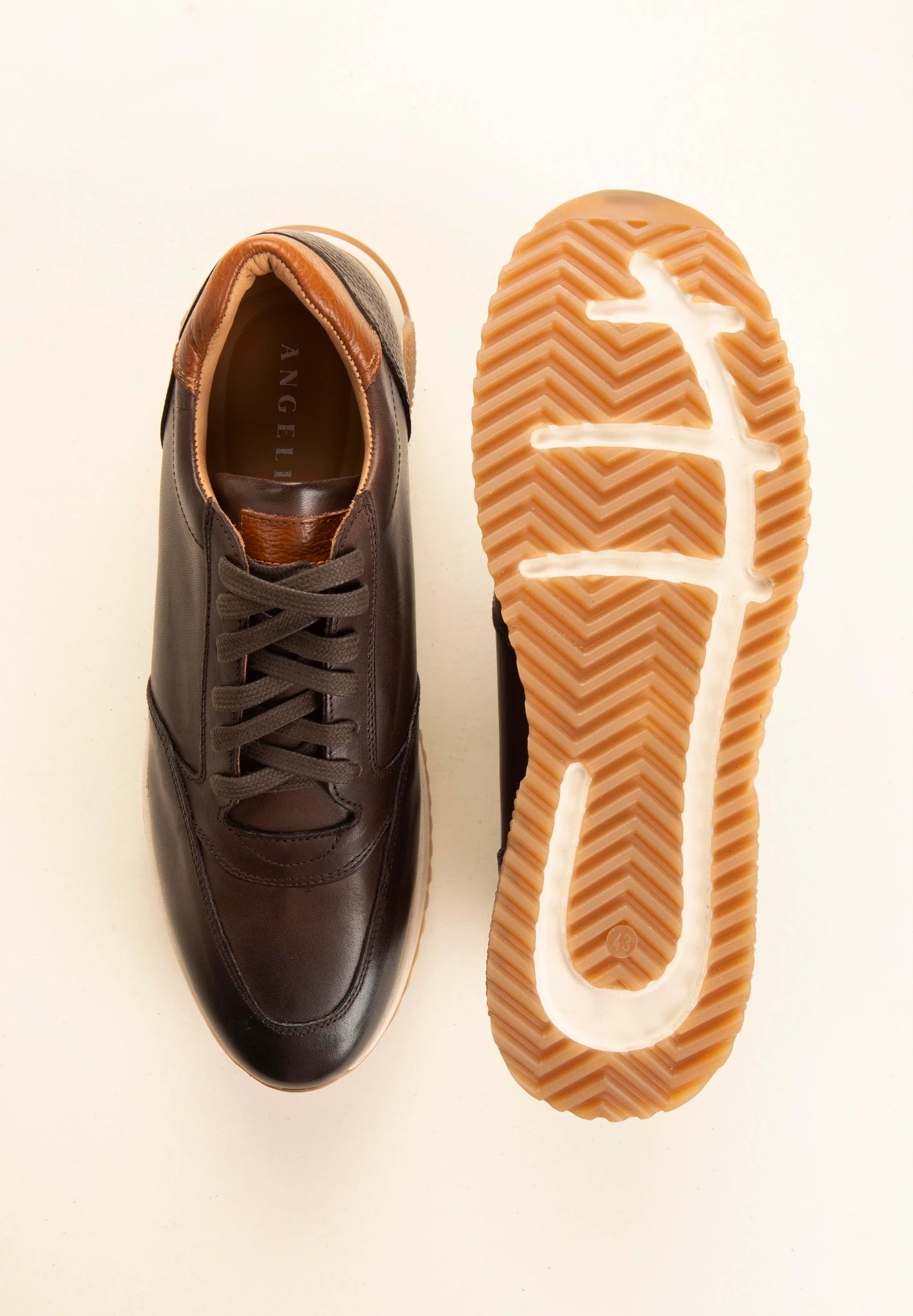 Sneaker marrone pelle stringata-Angelico