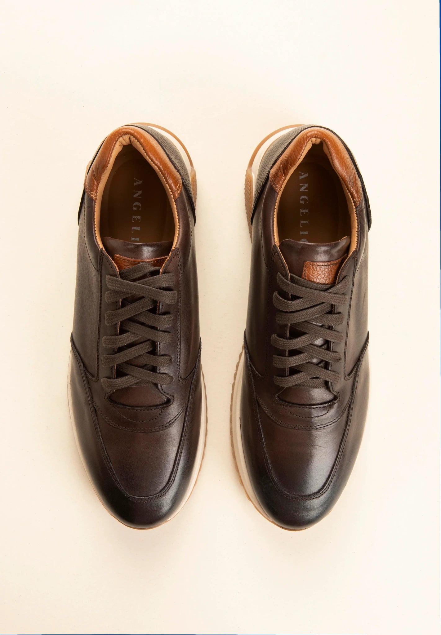 Sneaker marrone pelle stringata
