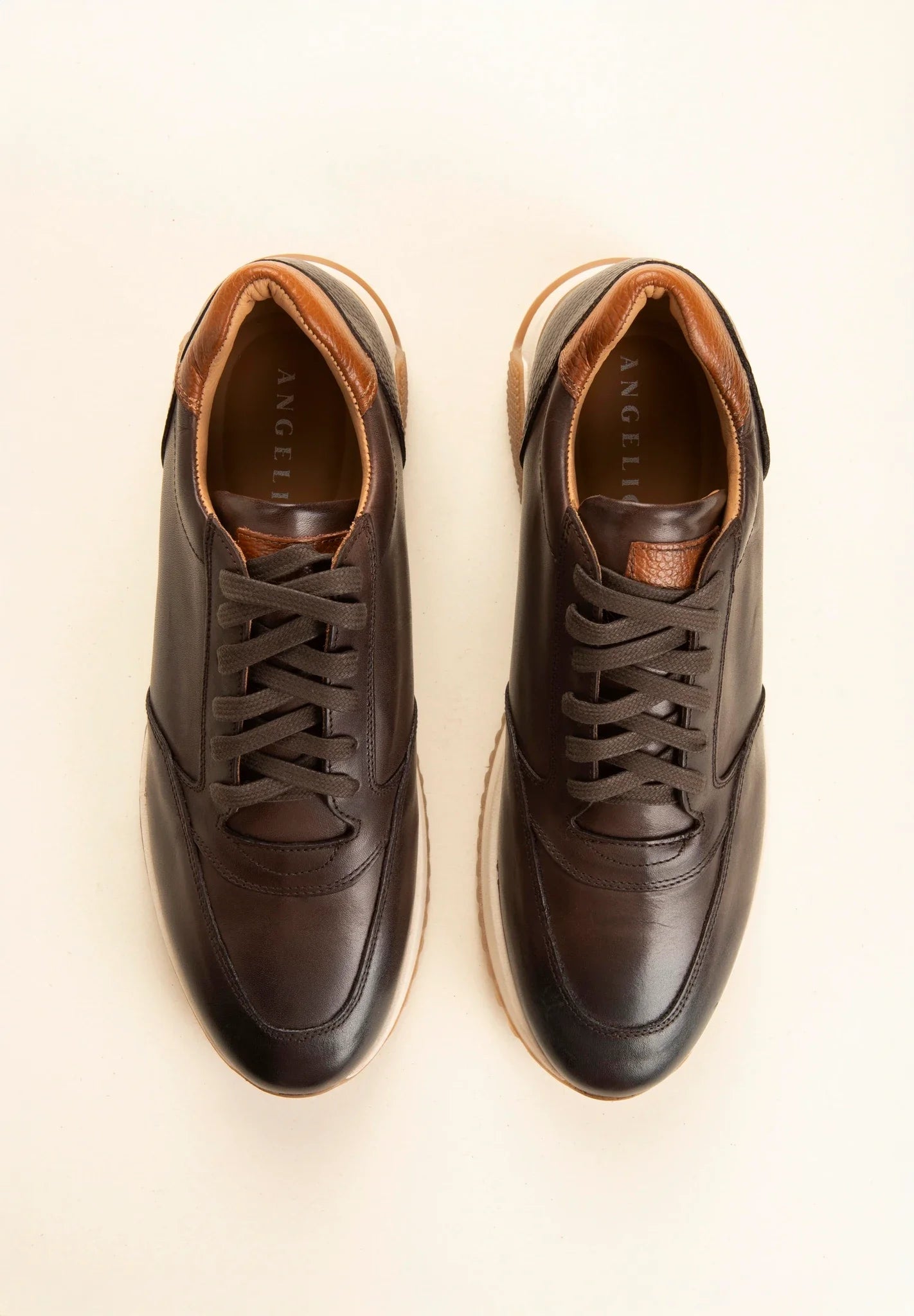 Sneaker marrone pelle stringata-Angelico