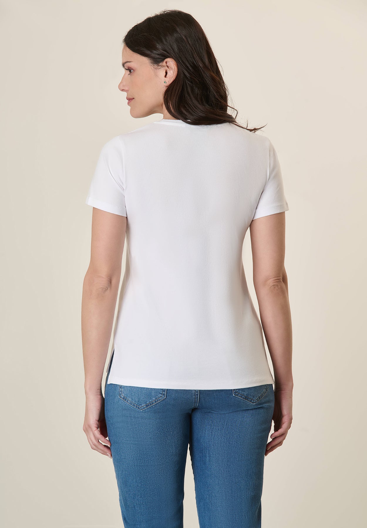 Weißes T-Shirt mit Ballon-Print, Stretch-Baumwolle