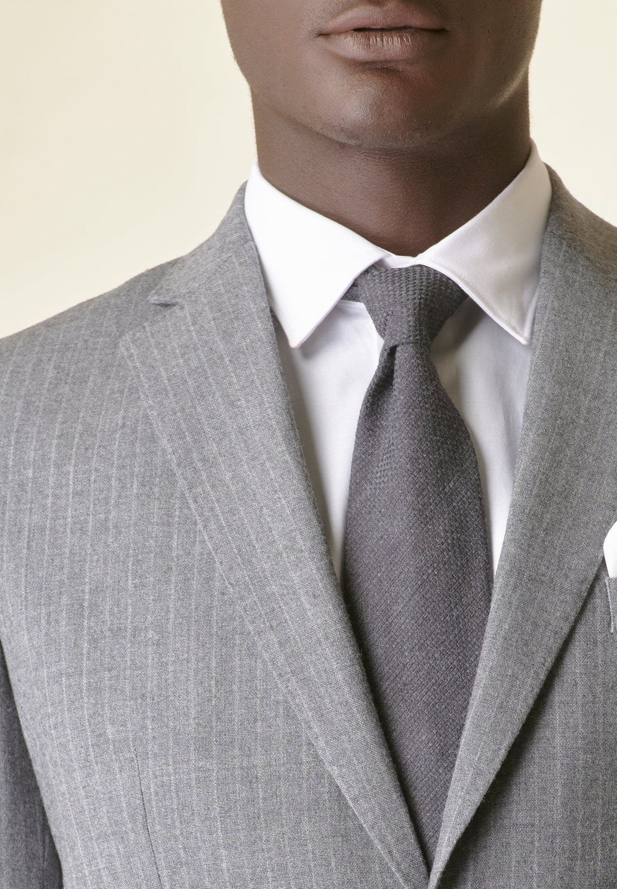 Light grey pinstripe suit in stretch wool custom fit Angelico 4