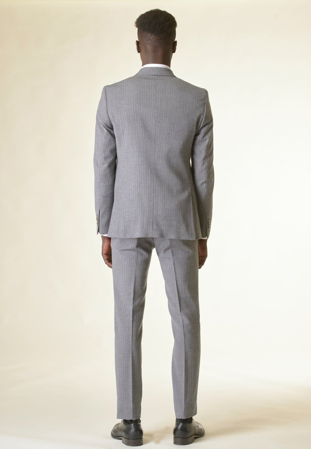 Light grey pinstripe suit in stretch wool custom fit Angelico 3