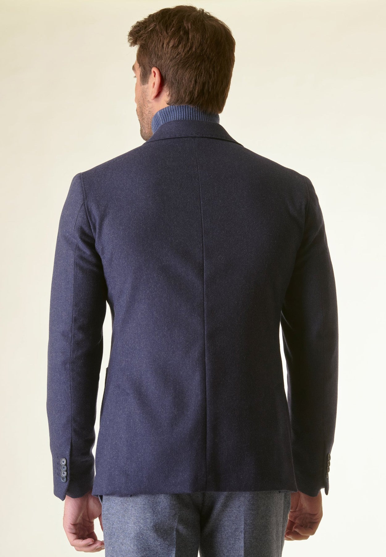 Giacca blu sfoderata lana-cashmere Custom-Angelico