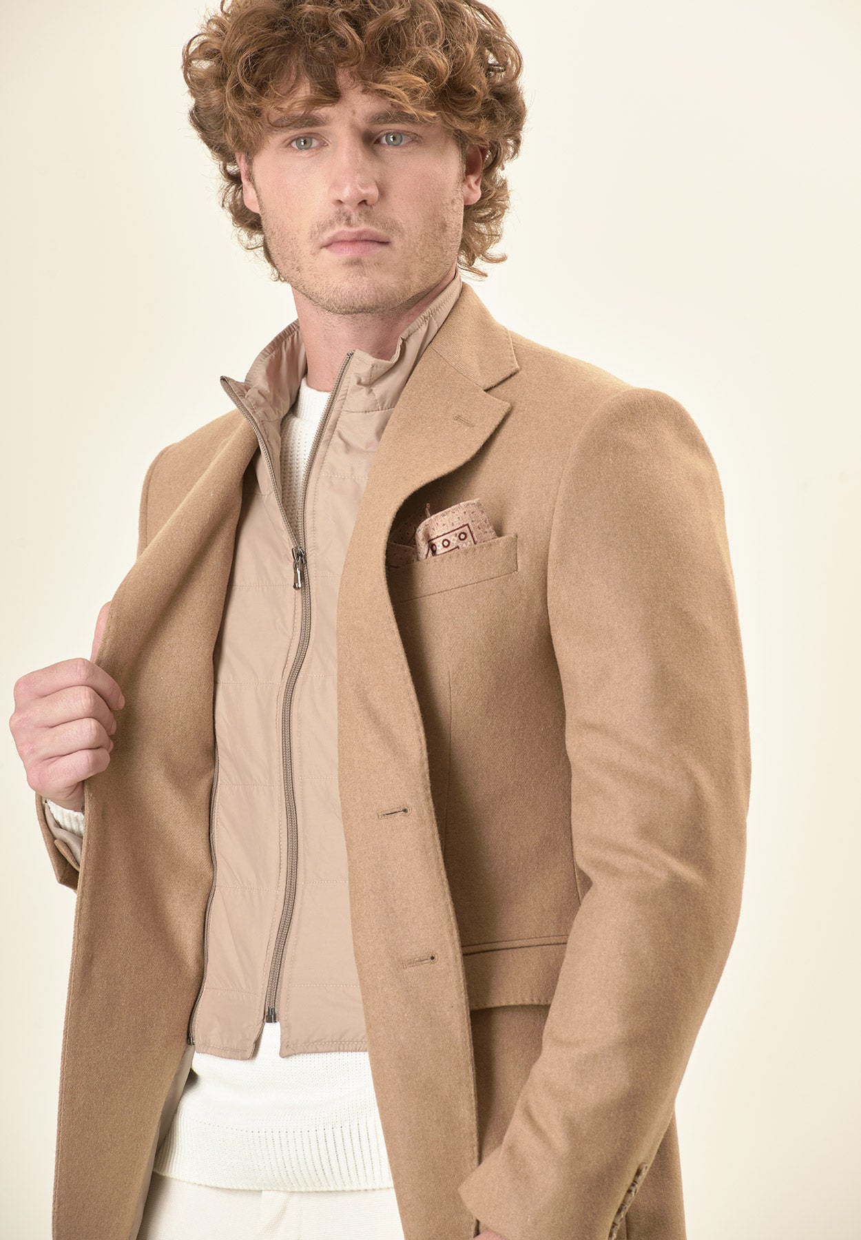 Giacca cammello pettorina misto lana custom fit-Angelico