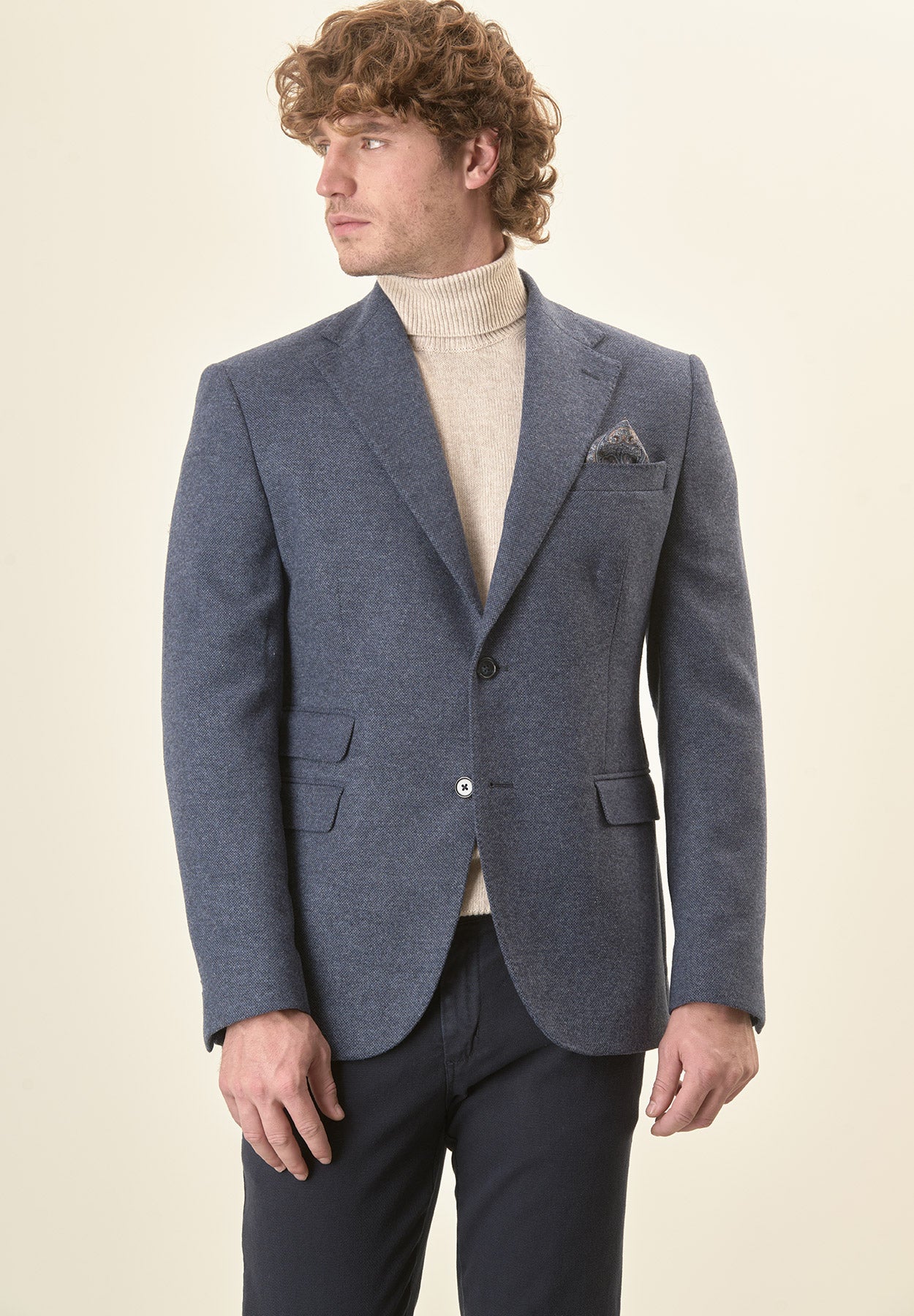 Custom fit wool blend blue knickerbocker jacket Angelico 1