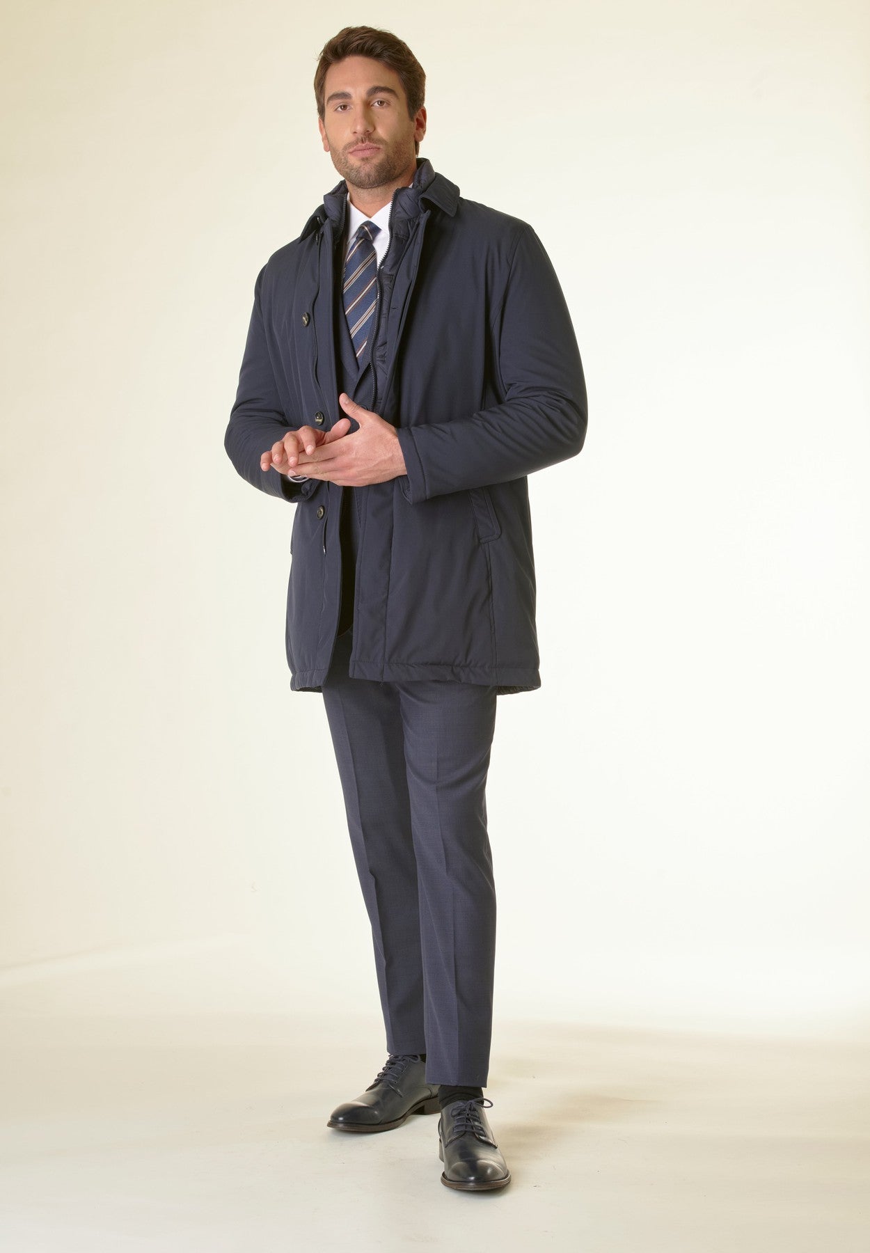 Blue technical padded coat