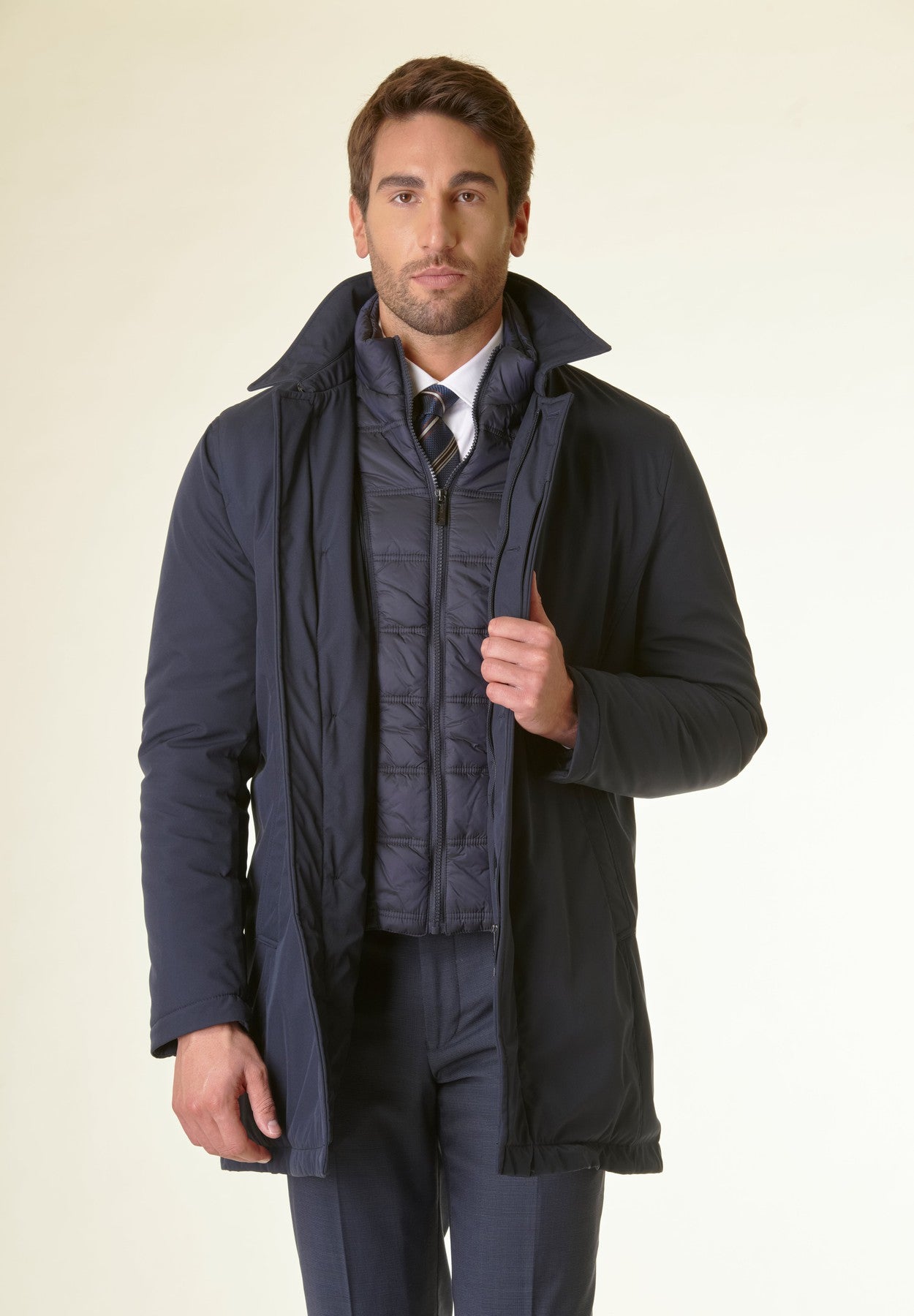 Blue technical padded coat
