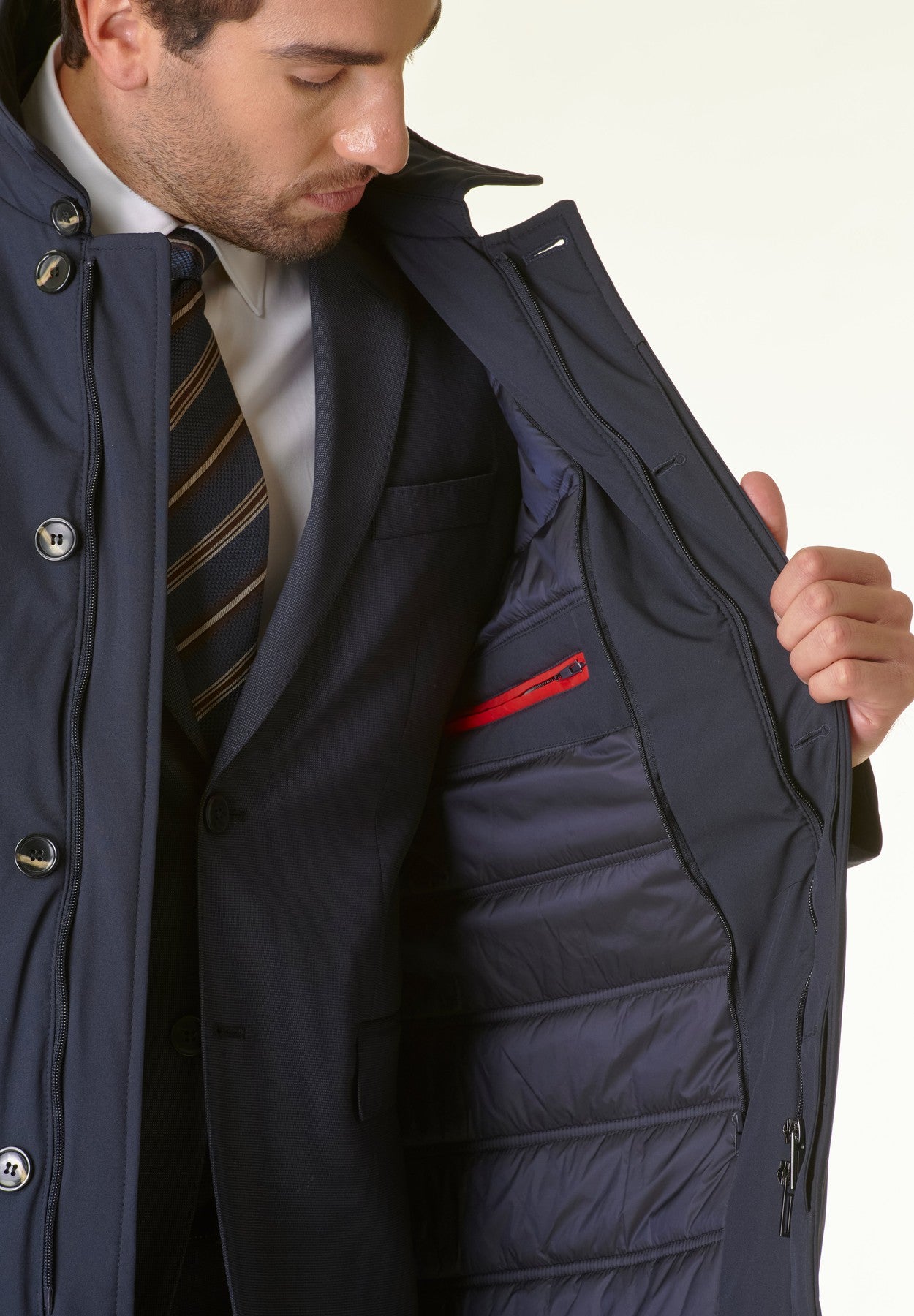 Blue technical padded coat