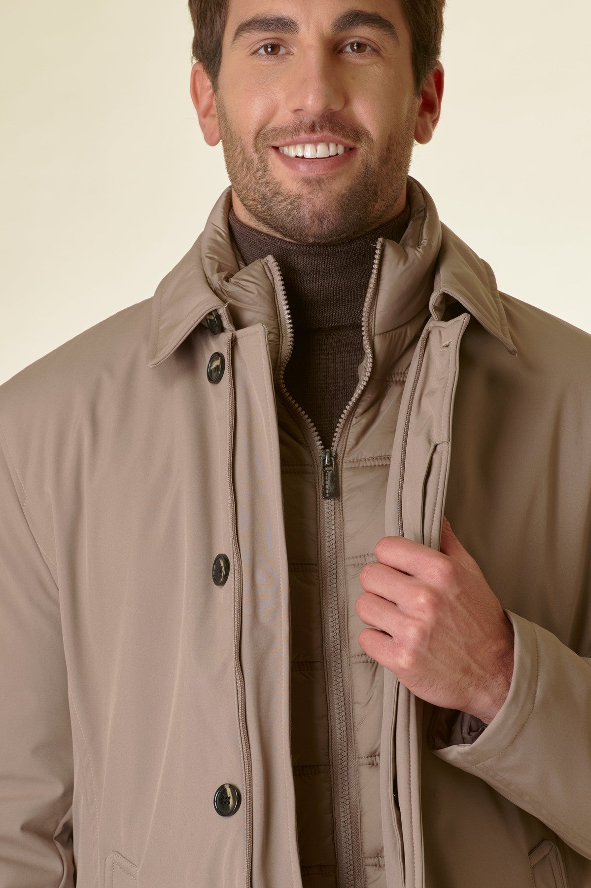 Cappotto sabbia tecnico pettorina-Angelico