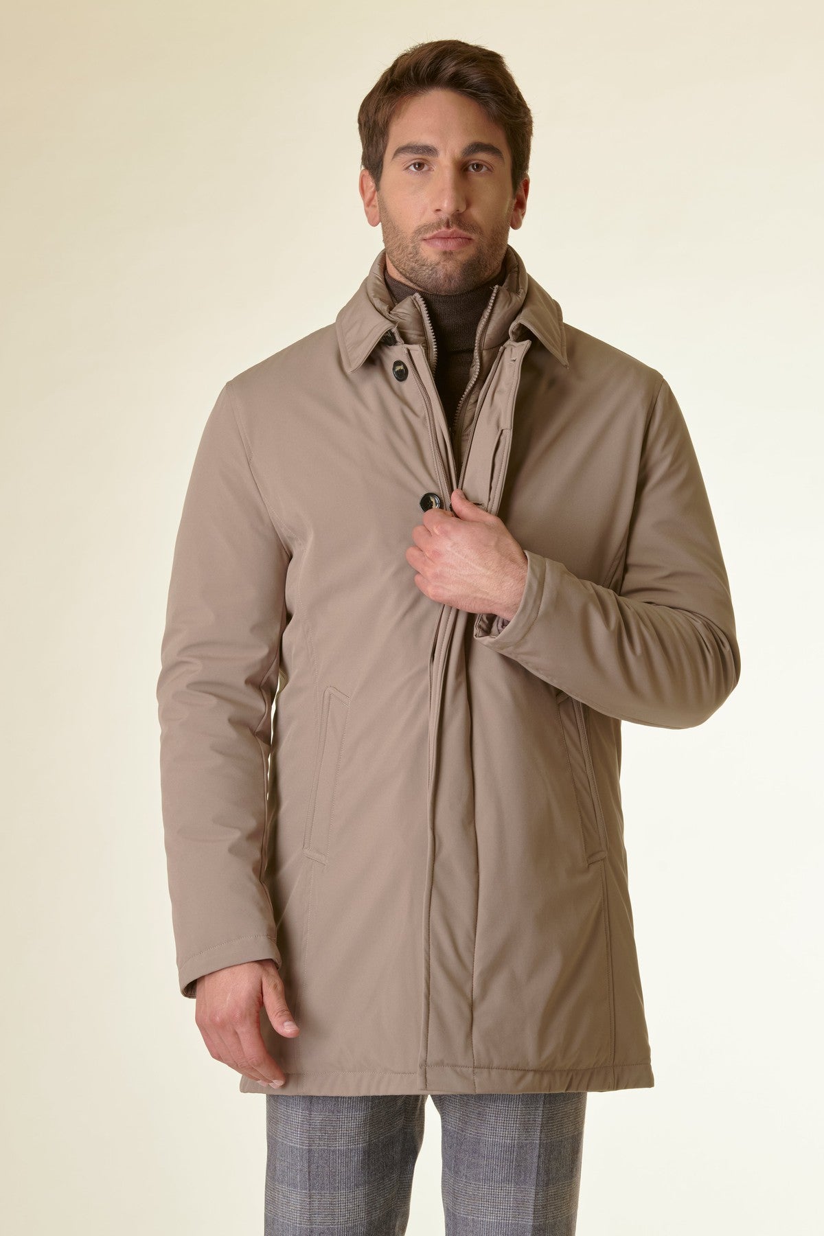 Cappotto sabbia tecnico pettorina-Angelico