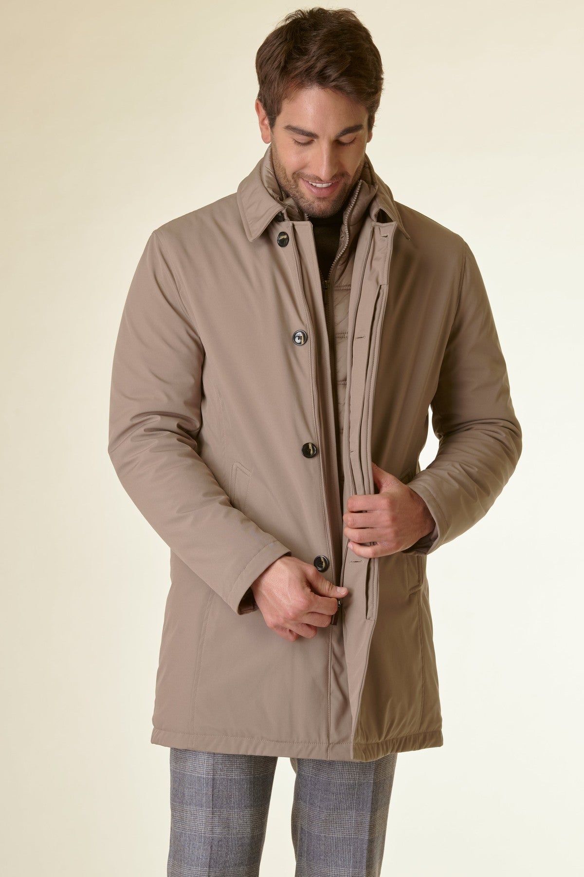 Cappotto sabbia tecnico pettorina-Angelico