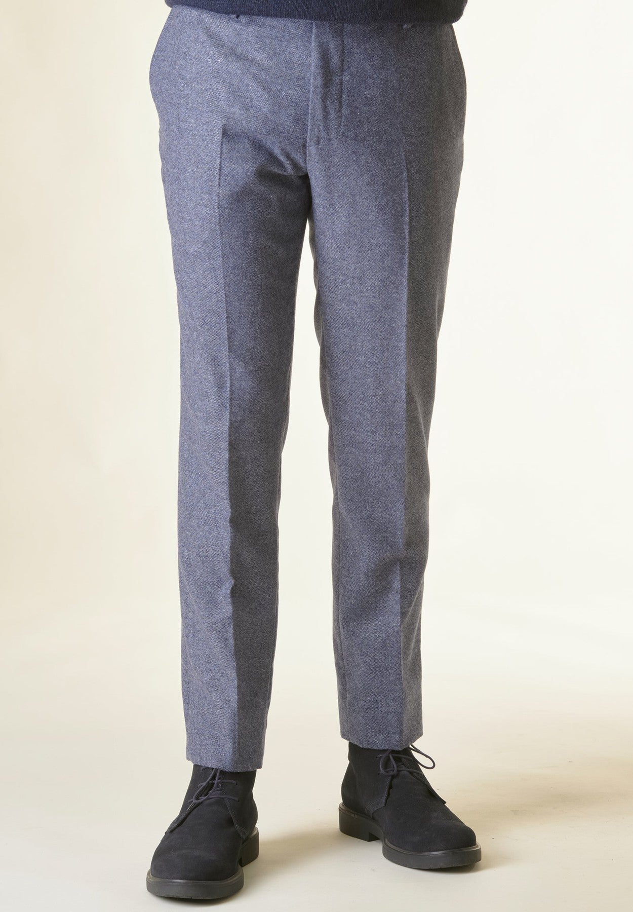 Blue salt-pepper wool trousers Custom