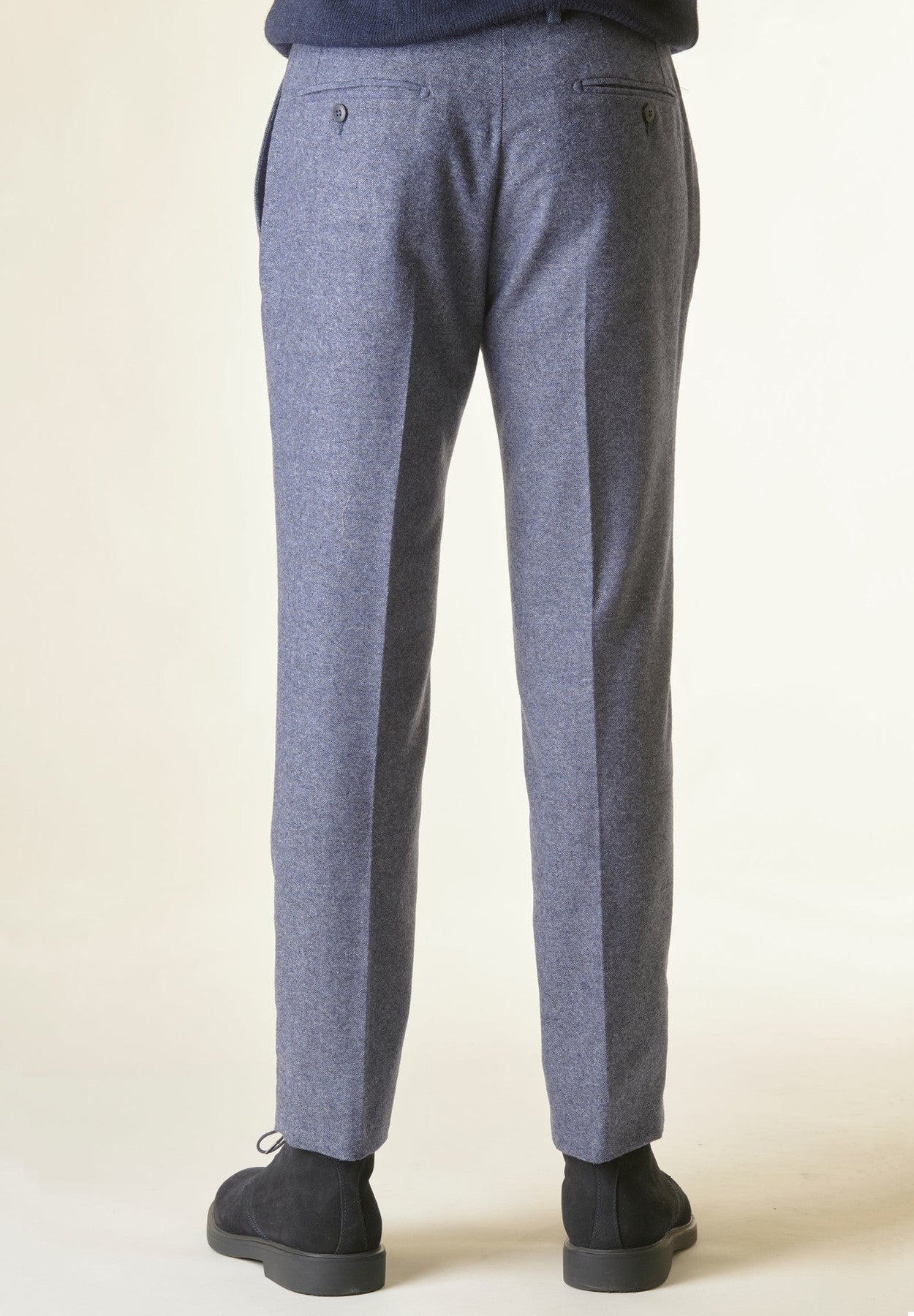 Blue salt-pepper wool trousers Custom